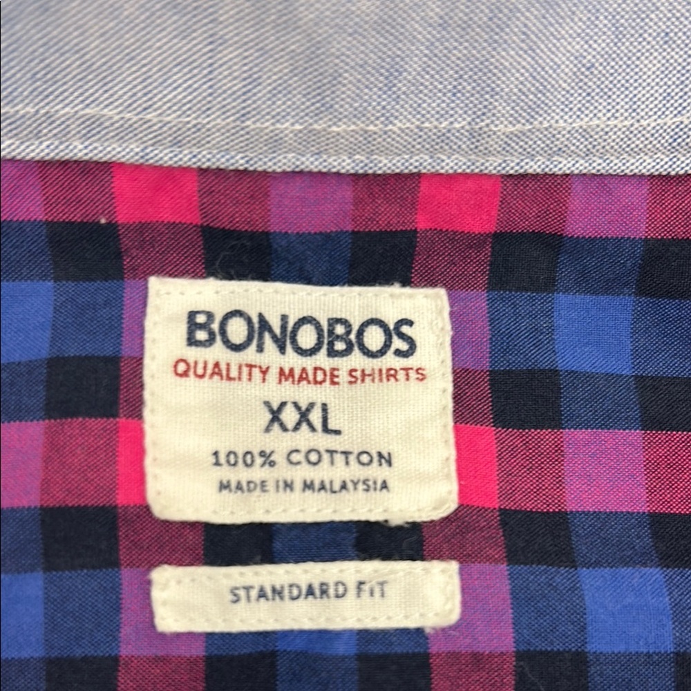 Bonobos Blue & Pink Gingham Check Shirt | Men's XXL - Picture 3 of 11